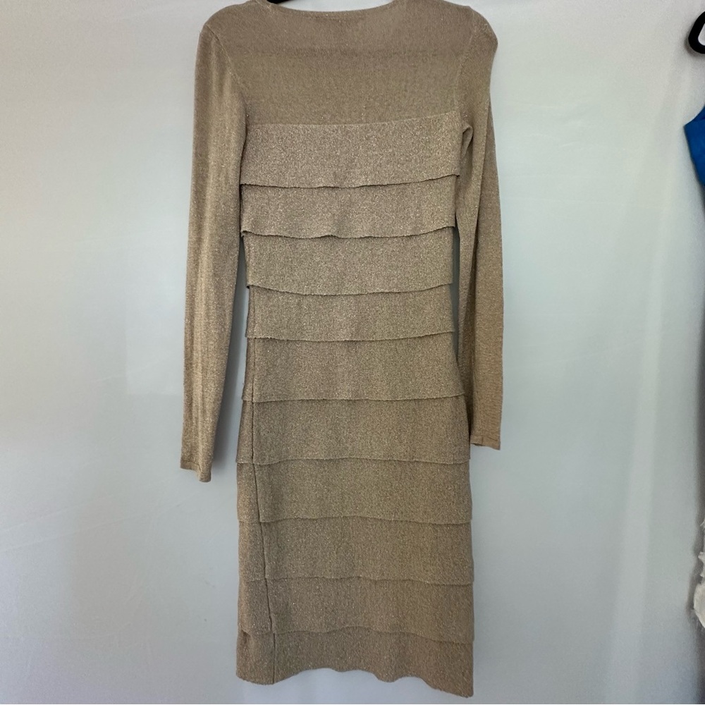 BCBGMaxAzria Taupe Layered Long Sleeve Dress - Picture 14 of 15